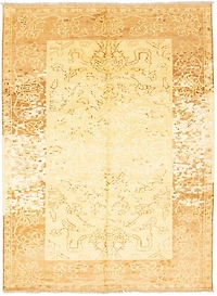 ECARPETGALLERY 7'0" x 9'9"  Transitional Jules Oushak Hand-knotted Area Rug for Living Room, Dining Room and Bedroom in Yellow