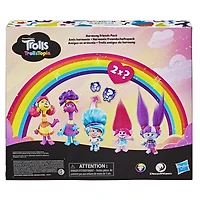DreamWorks TrollsTopia Amis harmonie, 5 figurines Cheveux surprise avec Poppie, Val, Si et Bémol et Dolly Banjo, pour enfants, dès 4 ans