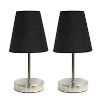 Simple Designs Sand Nickel Mini Basic Table Lamp with Fabric Shade 2 Pack Set