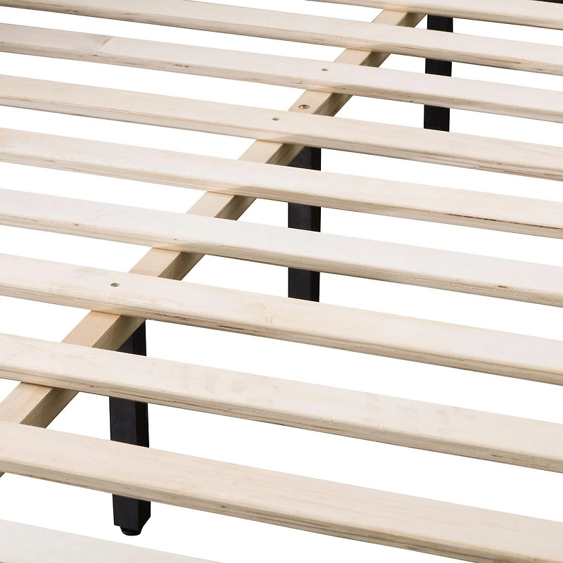 Cadre de lit double rembourré CorLiving Bellevue pour adulte avec tête de lit capitonnée à grand rectangle et lattes - Aucun sommier requis