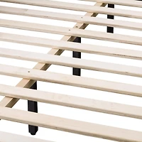 Cadre de lit double rembourré CorLiving Bellevue pour adulte avec tête de lit capitonnée à grand rectangle et lattes - Aucun sommier requis