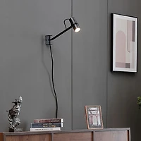 MRDK by Globe Series.01.WS 1-Light LED Plug-In Wall Sconce, Swing Arm, Adjustable Shade, Matte Black