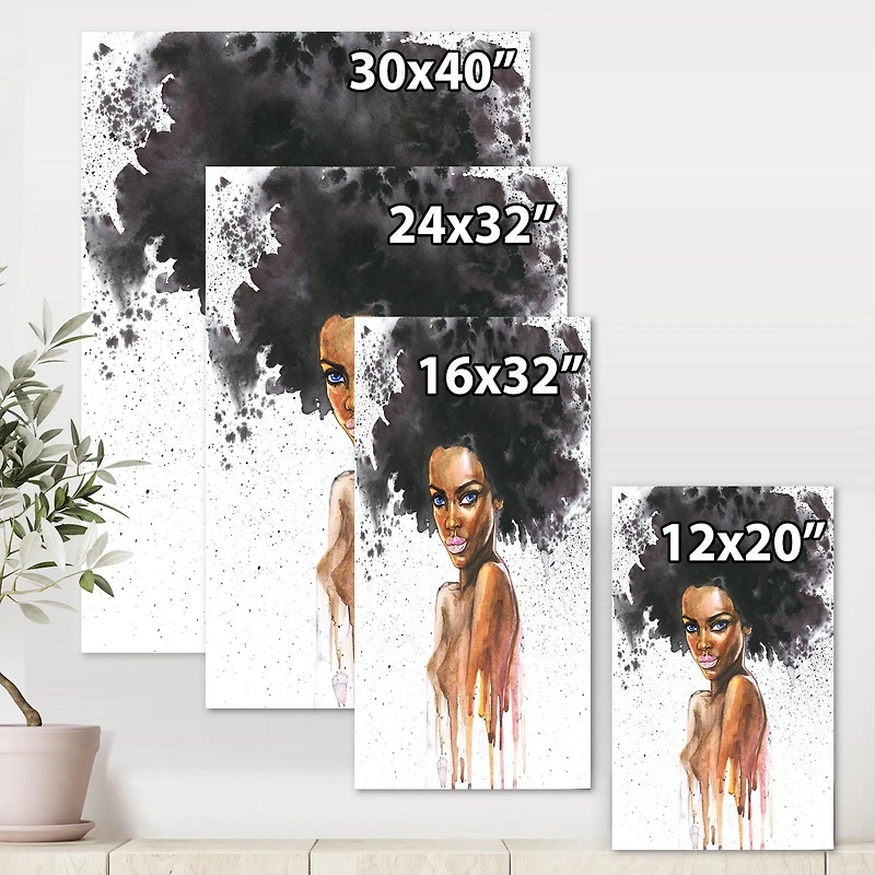 Designart Portrait of African American Woman VII Canvas Wall Art