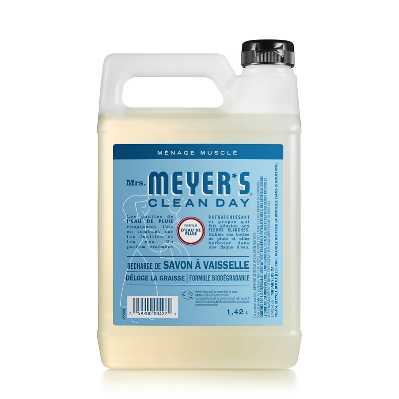 Mrs. Meyer's Clean Day Recharge de Savon à Vaisselle Liquide, Parfum Eau de Pluie, Bouteille