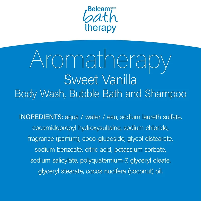 Belcam Bath Therapy 3 in 1 Body Wash, Bubble Bath & Shampoo