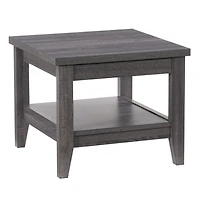 CorLiving Hollywood Dark Grey Faux Wood Square Indoor Side Table with Shelf