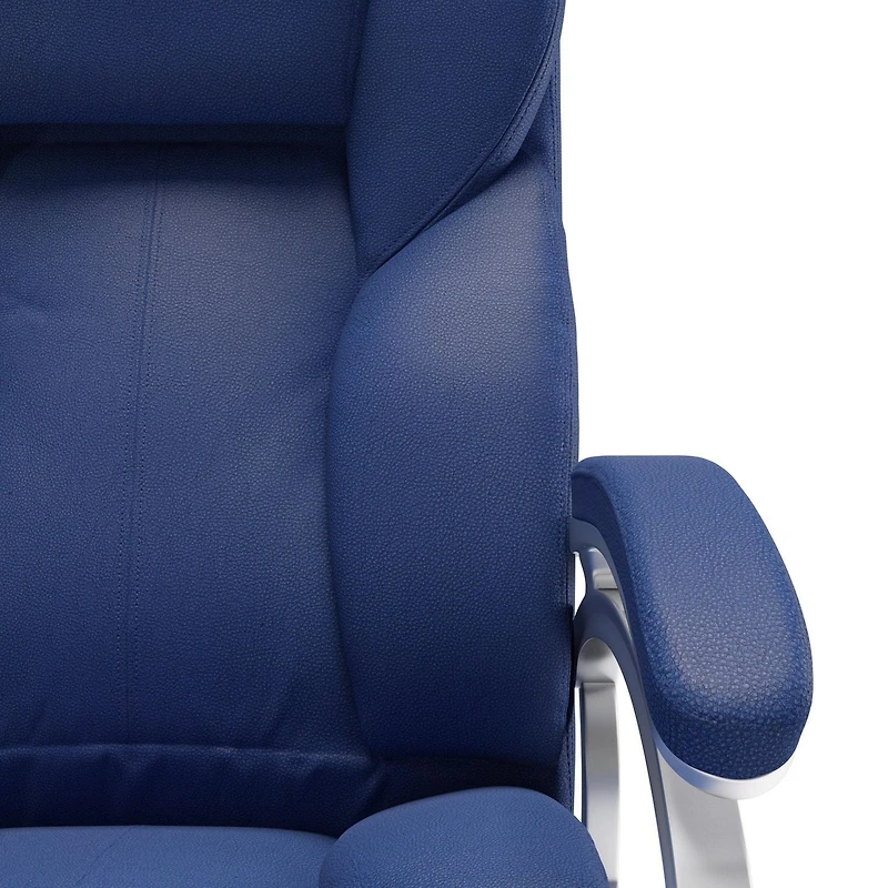 CorLiving Leon Faux Leather PU Fabric Upholstered Adjustable Height Lumbar Support Tilting Executive Office Chair