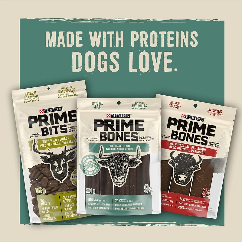 Prime Meaty Bâtonnets avec du Vrai Bœuf, Gâteries Naturelles pour Chiens 113 g NB-24M