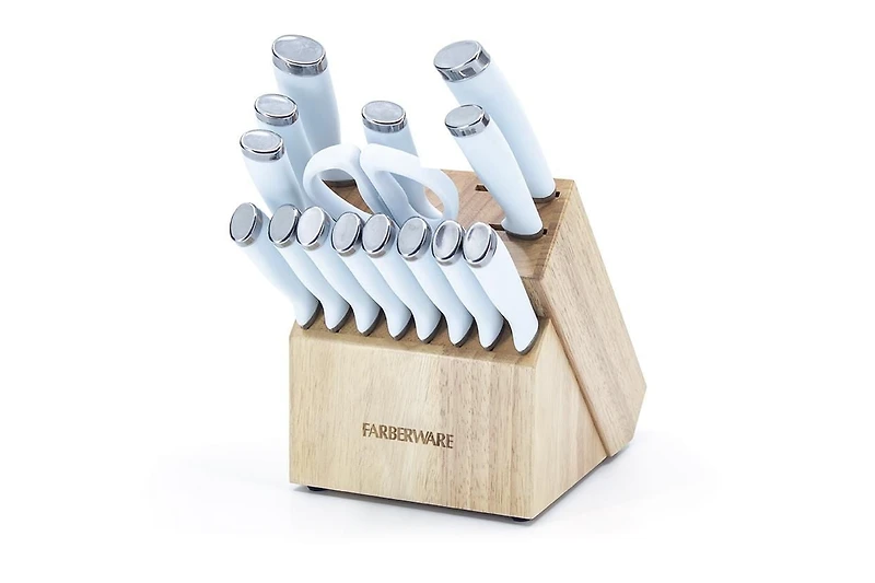Farberware 16-Piece Light Blue Knife Block Set, 16-Piece Knife Block