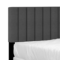 Grand lit moderne de 60 po revêtu de tissu, charbon