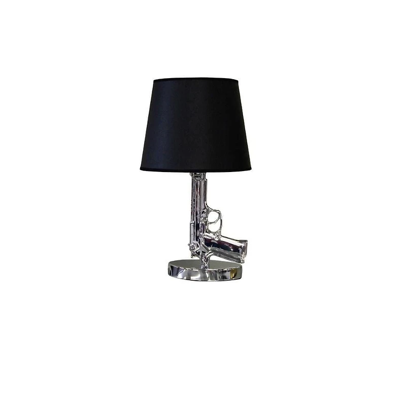 PETITE LAMPE POUR PISTOLET<br>Lampe de table moderne avec abat-jour en tissu noir<br>H16,77x L9,29x P9,29