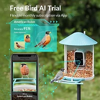 Birdfy Smart Bird Feeder with Camera, Bird Watching Camera for Bird Feeding, Gift for Bird Lover, Blue