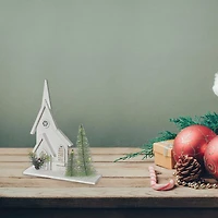 Église En Bois Blanc À Led 13,78"