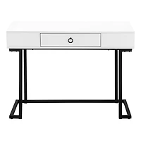 Monarch Specialties Bureau, Bureau À Domicile, Ordinateur Portable, Tiroirs De Rangement, 42"l, Travail, Métal, Stratifié, Blanc Lustré, Noir, Contemporain, Moderne