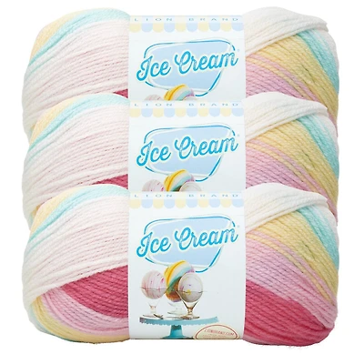 Lion Brand Ice Cream® Tutti Frutti Yarn #3 Light/DK Yarn 100g/360m 3-Pack