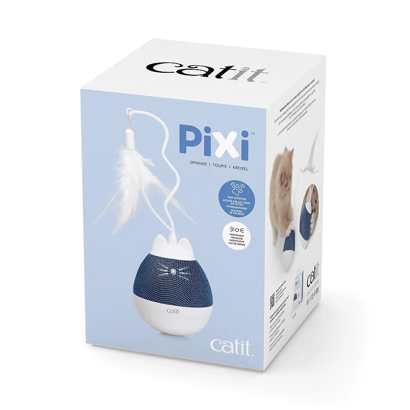Catit PIXI Spinner Electronic Cat Toy, White & Blue