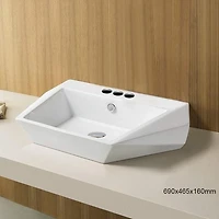 American Imaginations -in. W Above Counter White Bathroom Vessel Sink For 3H4-in. Center Drilling AI