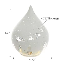 Led Teardrop Glass Stand (Santa On A Sleigh) (White) - Set of 2