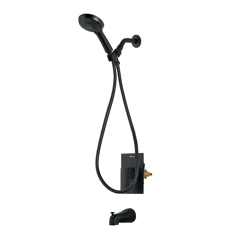 The akuaplus® - INA pressure balance valve faucet 1/2 in. PEX with hand shower 5 setting and spout 5 3/8 in. x 1/2 in. slip-fit.