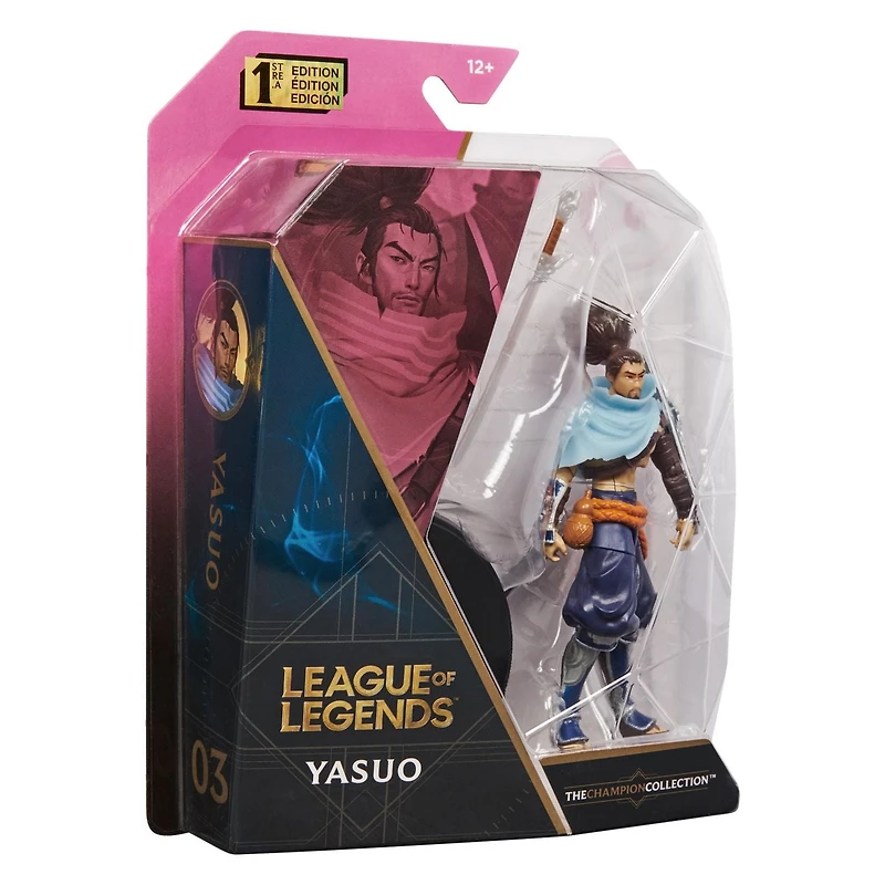 League of Legends, 4-Inch Yasuo Collectible Figure w/ Premium Details and Sword Accessory, The Champion Collection, Collector Grade, Ages 12 and Up