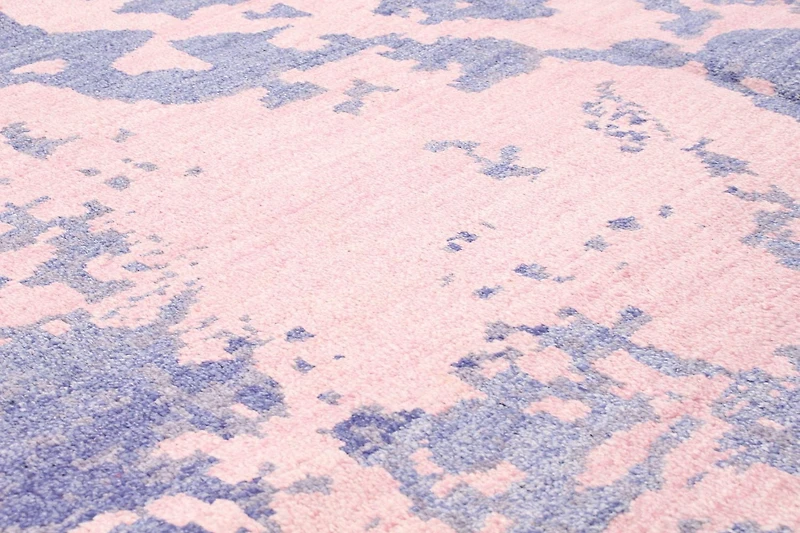 ECARPETGALLERY Tapis Noué à la Main pour Salon, Salle à Manger et Chambre à Coucher Surteint Collection Jules Oushak 7'5" x 10'1" en Bleu
