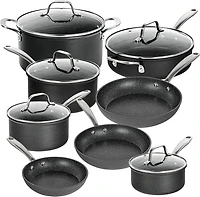 Granitestone Lot de 13 casseroles et poêles antiadhésives, ustensiles de cuisine, casseroles et poêles antiadhésives anodisées dures avec couvercles, passent au lave-vaisselle