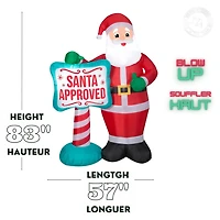 Père Noël gonflable de Noël avec panneau « SANTA APPROVED »