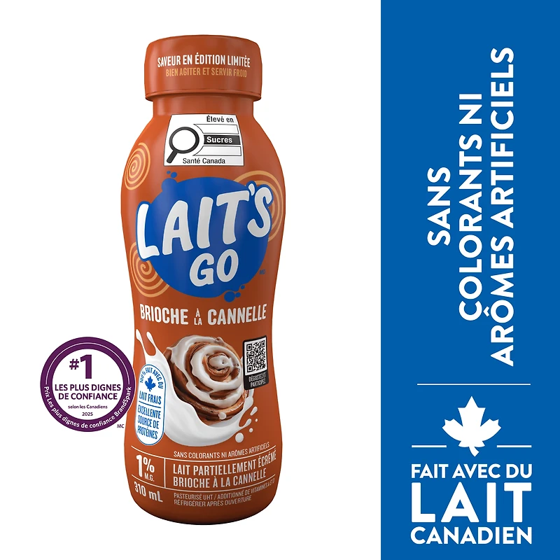 Milk2Go 1% M.F. Cinnamon Bun Limited Edition Partly Skimmed Milk, 310 mL