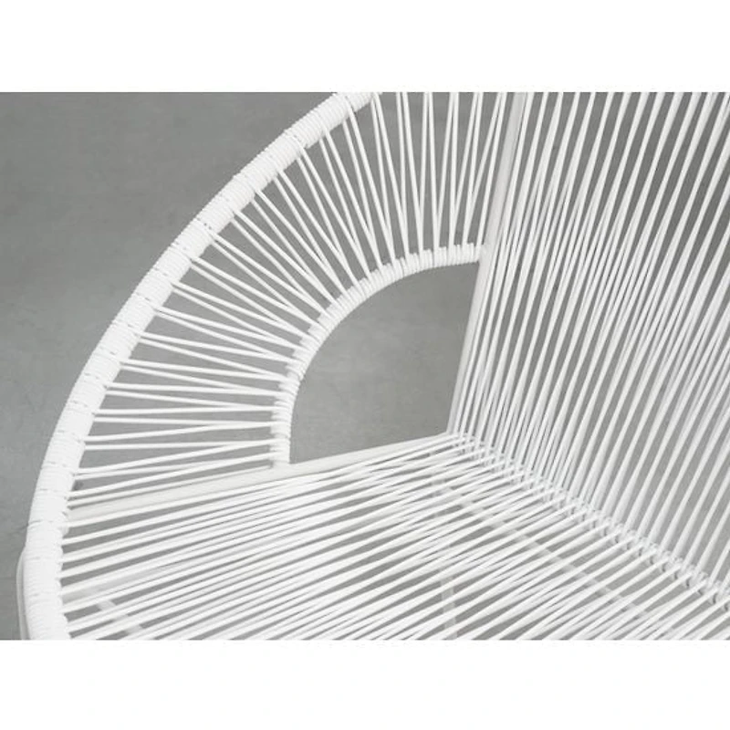 Banc Acapulco en vinyle, cadre noir, banc extérieur, capacité de 2 personnes.