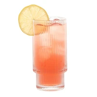 Ridge Stackable Ribbed Glasses Set of 8 – 4 Tall Tumblers (325ml) & 4 Short Tumblers (185ml) – Space-Saving, Modern, Dishwasher Safe Drinkware