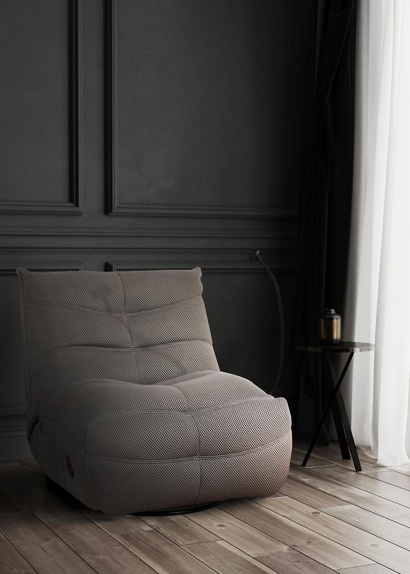 Fauteuil inclinable à bascule en tissu Ava Monaco de K-Living de avec support pour téléphone portable et poche latérale