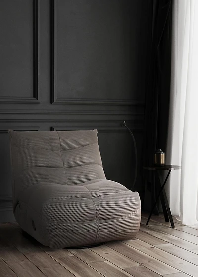 Fauteuil inclinable à bascule en tissu Ava Monaco de K-Living de avec support pour téléphone portable et poche latérale
