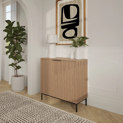 Armoire de rangement Nexera Slim à 2 portes, noyer clair