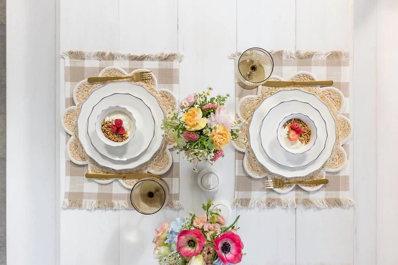 FRAÎCHE Spring Taupe Gingham Placemats, 4 pack, One Size