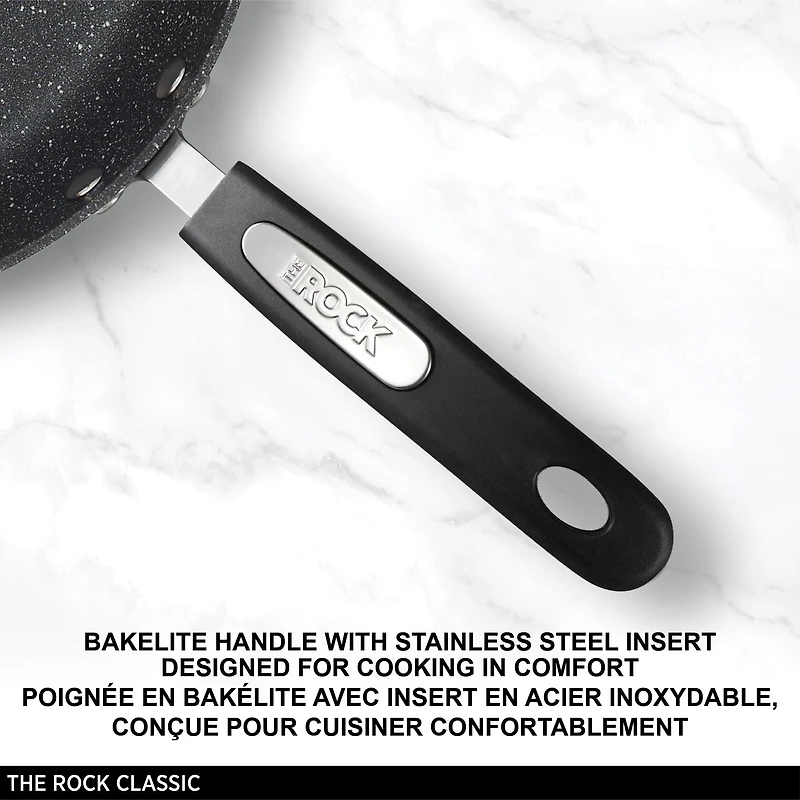 Starfrit The Rock Casserole Antiadhésive de 2,8L (3Qt) avec Couvercle, Aluminium Forgé Durable, Va au Four, Sans AFPO, Va au Lave-Vaisselle, Noire Capacité de 2.8L