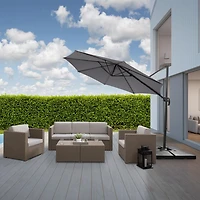 Parasol d'extérieur inclinable et rotatif CorLiving de 9,5 pieds avec cadre en aluminium et acier et auvent durable