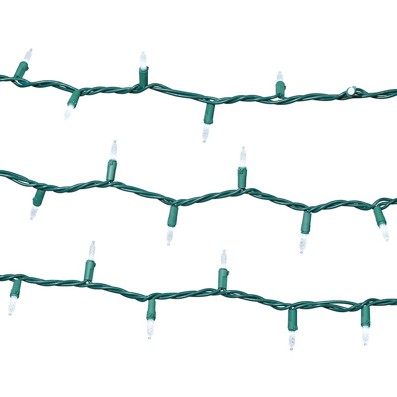 Holiday Time 100-Count Cool White LED M5 Christmas Lights, with Green Wire, 21'