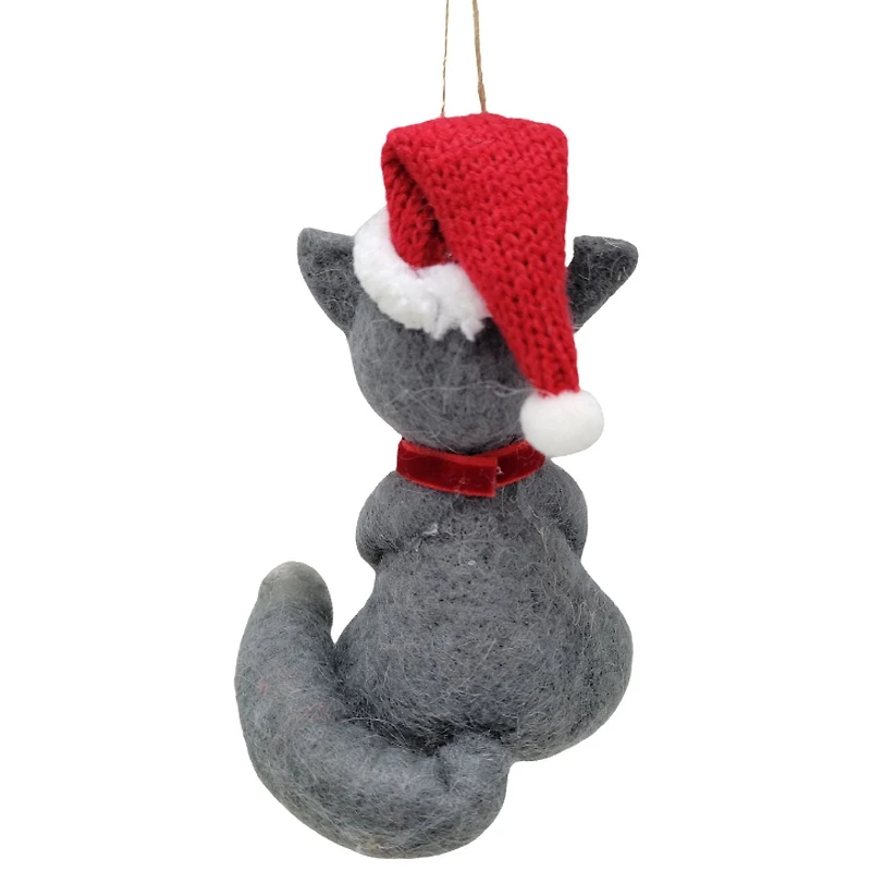 HOLIDAY TIME WOOL POLYESTER GRAY CAT - GRAY & WHITE