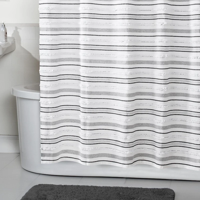 Rideau de douche Hometrends Graham à boucles tissées et matelassées, tissu lourd 70 po x 72 po