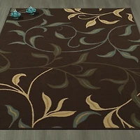 Ottomanson Ottohome Collection Non-Slip Rubberback Leaves Design Indoor Rug/ Mat