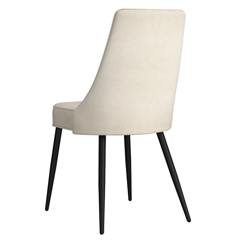 Modern Fabric & Metal Dining Chair, Fabric, Set of 2 - Beige & Black
