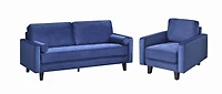 Topline Home Furnishings 2-piece Set: Sofa & Chair, Blue Velvet