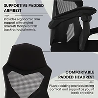 Gamer Gear Mesh Adjustable Back Office Chair with Footrest, 275 lb. Capacity, Black