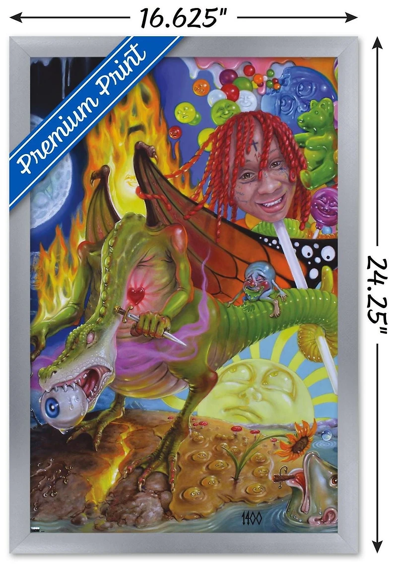 Trippie Redd - Trip at Knight Album Cover Wall Poster with Magnetic Frame, 22.375" x 34"