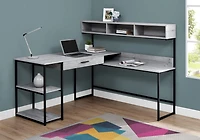 Monarch Specialties Bureau, Bureau À Domicile, Coin, Tiroirs De Rangement, Forme De L, Travail, Ordinateur Portable, Métal, Stratifié, Gris, Noir, Contemporain, Moderne