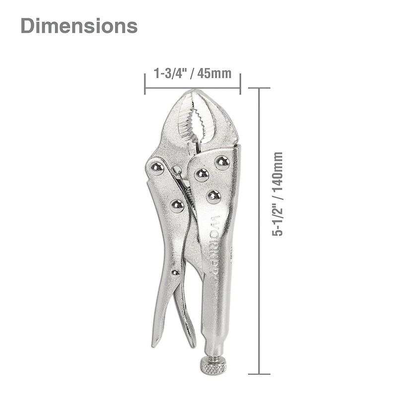 WorkPro 5" Curved Jaw Locking Pliers, Quick release