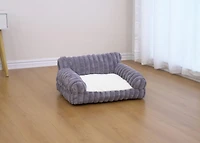 Home4Cat Plush Sofa Dog Bed - Cat Bed, Small to Medium, Black