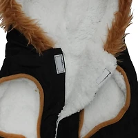 Holiday Time Vêtements pour chiens : Veste à capuche pour l'automne et l'hiver, noir avec fausses boutons, taille XS-XL