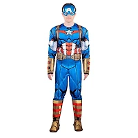MARVEL Déguisement Captain America pour adulte - Combinaison rembourrée et masque en plastique 3D