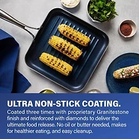 Granitestone 10.5” Nonstick Square Fry Pan – Ultra Durable Aluminum Skillet, Stay Cool Handle